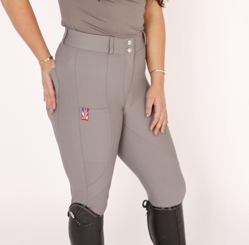 Sport breeches with knee grip Grey