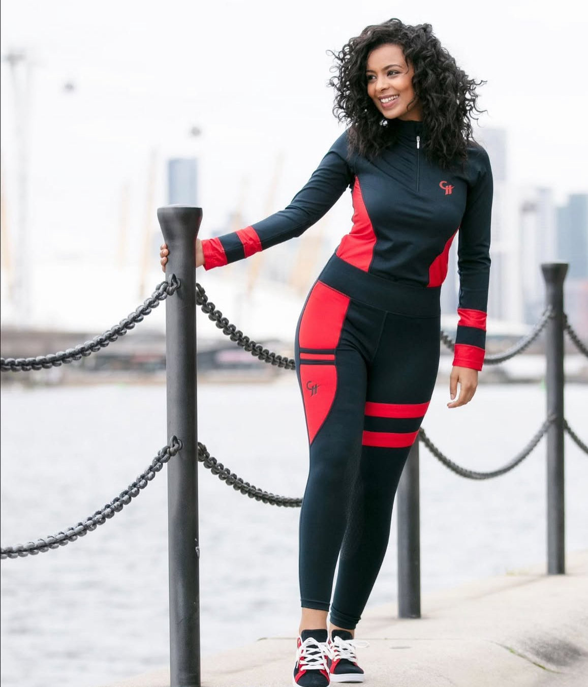 Navy and red base layer