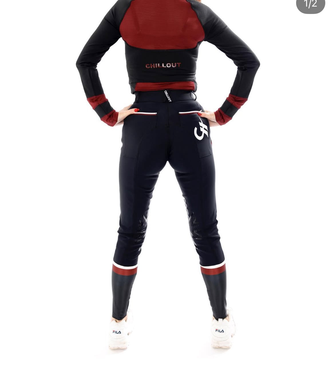 Sport breeches with knee grip Black