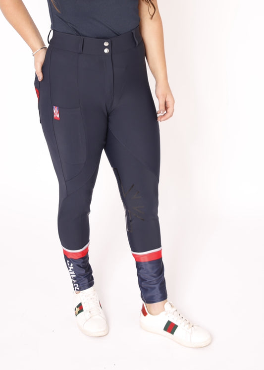 Sport breeches with knee grip Navy