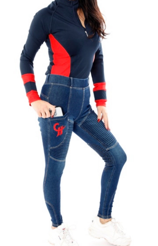 Denim Leggings silicone knee