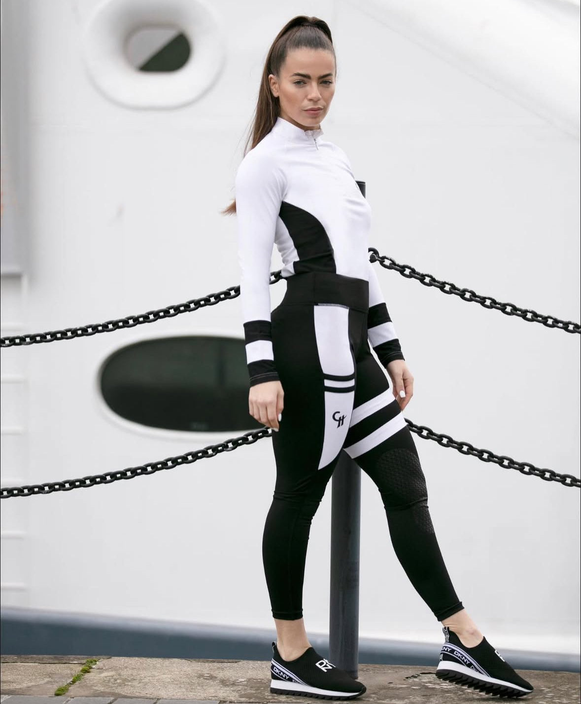 Black and cream base layer